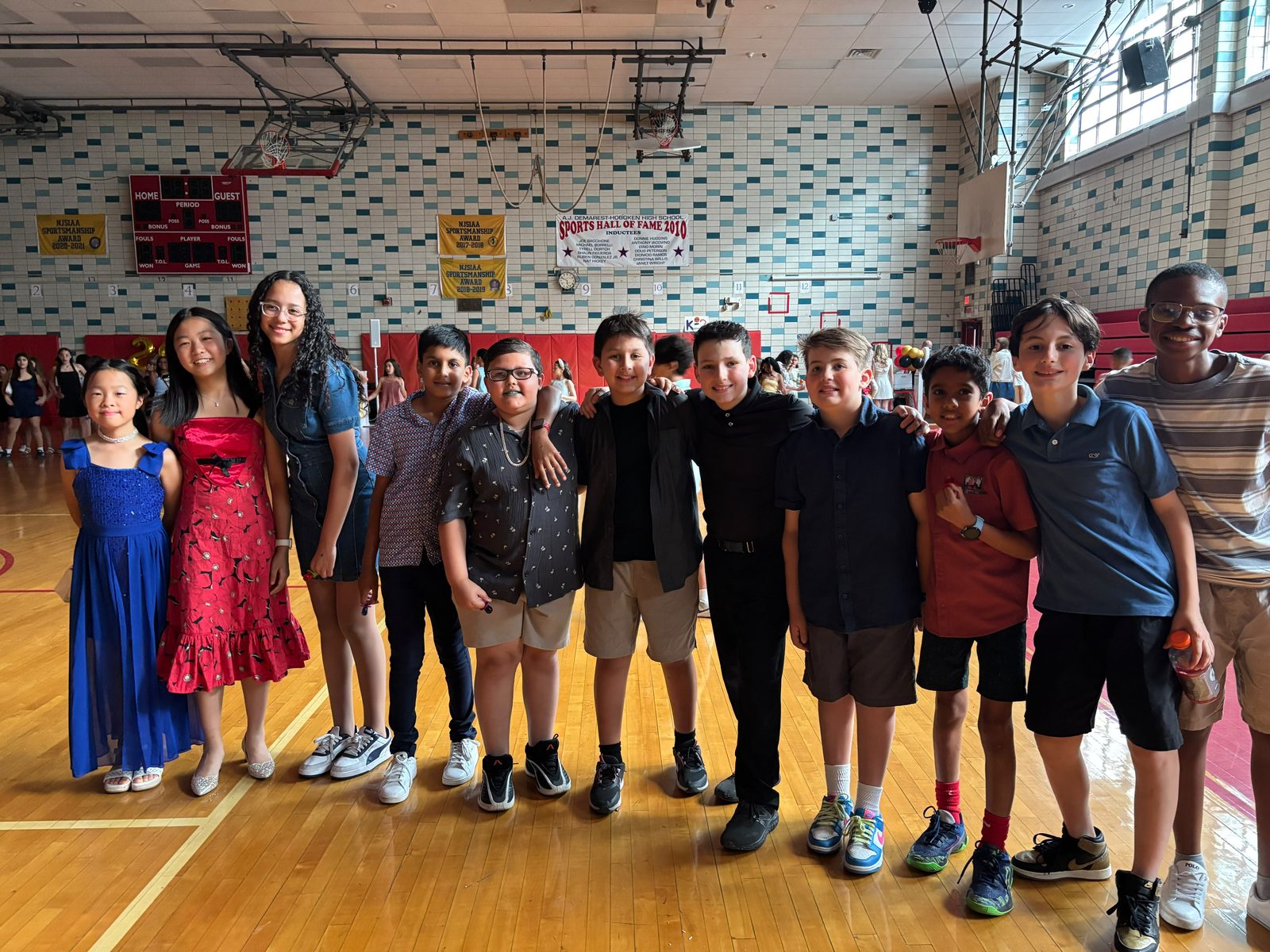 A group of Connors fifth graders dressed up at the dance